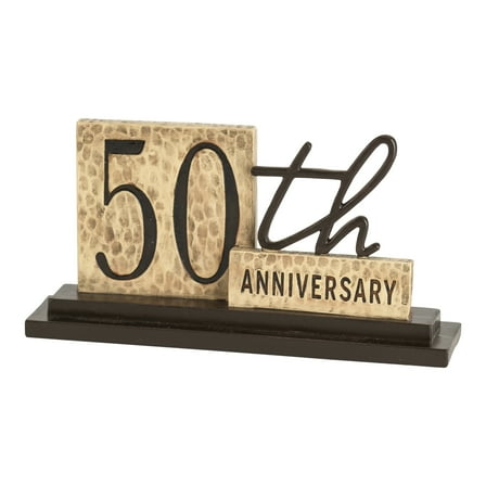 50th Anniversary Brown Scalloped 8 x 5 Resin Decorative Tabletop Figurine
