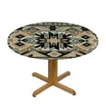 thumbnail image 3 of JRXY Round Tablecloth with Elastic Edge Bohemian Sofa Ethnic Farmhouse Boho Black White and Orange Multicolor Aztec White, 3 of 7