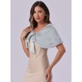thumbnail image 2 of DARING DIVA Women's Faux Fur Shawl Bowknot Ribbon Bridal Wrap Stole Shrug S Light Grey, 2 of 6