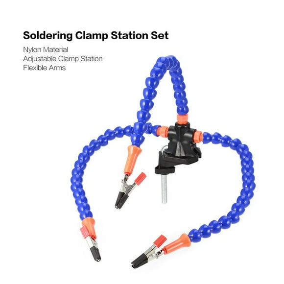 Newest Upgraded Helping Hands Strange Arms Soldering Repair Assembly Welding Tools Bench Vise Table Clamp Station 3Pcs Flexible Rotatable Blue