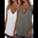 thumbnail image 1 of Paquete de 2 Camisetas Sin Mangas para Mujer, Blusas Informales Holgadas con Cuello en V para Vacaciones en la Playa. y Gris S, 1 of 6