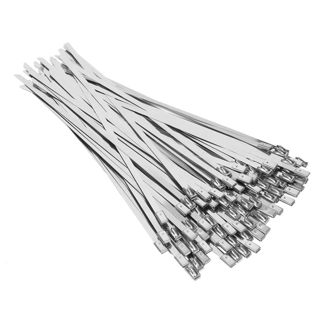 100pcs Bloqueo de Cierre de lazo del enrollado de Cables 200mm x 4,6mm de escape de Acero Inoxidable Recubierto