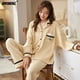 thumbnail image 1 of Ropa de dormir para parejas, cárdigan holgado de algodón con cuello vuelto, color rosa y negro, moda Homesuit, primavera, otoño e invierno, novedad, 1 of 4