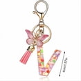 thumbnail image 4 of W style letter pendant pink cute initial keychain butterfly keychain, 4 of 5