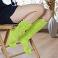 thumbnail image 7 of GERVRA Women’s Extra Long Heavy Slouch Socks – 100% Cotton, Made in USA, One Size 9–11, Retro 80s Style (Green), 7 of 7