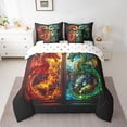thumbnail image 2 of Erosebridal Magic Dragon Animal Bedding Sets Queen Size, Retro Wildlife Bed Sheets Set, Microfiber 7pcs, 2 of 5