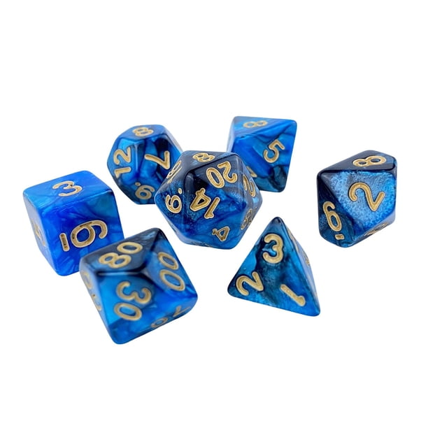 Dados acrílicos , de dados D20 D8 D12 D4 de dados poliédricos para de , , familiar, Azul Hugo Dados de juego de mesa
