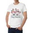 thumbnail image 1 of Camisetas para hombre, camiseta navideña de algodón con cuello redondo y flamenco, manga corta, diseño de pájaro rosa y árbol de Navidad., 1 of 8