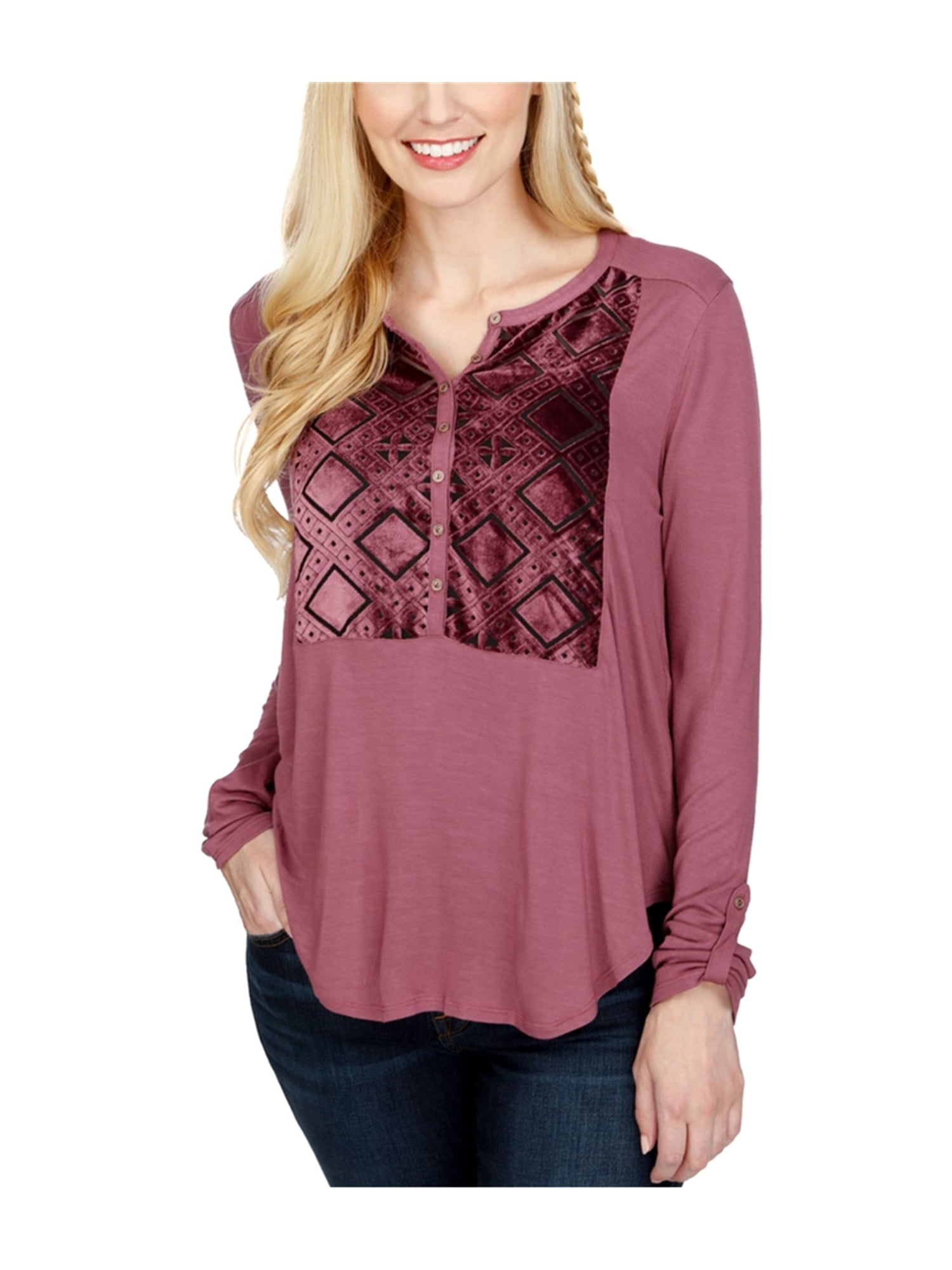 Lucky Brand Womens Velvet Burnout Henley Shirt - Walmart.com
