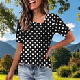 thumbnail image 4 of DeHolifer Women Summer T-Shirts Casual Printed Slanted Collar Short Sleeve Tee Tops Black S, 4 of 5