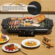 Electric BBQ Grill, Smokeless Non-Stick Indoor/Outdoor Barbecue Grill, Double tube High Power Portable Removable Stand Grill for BBQ Party (Elegant Black)