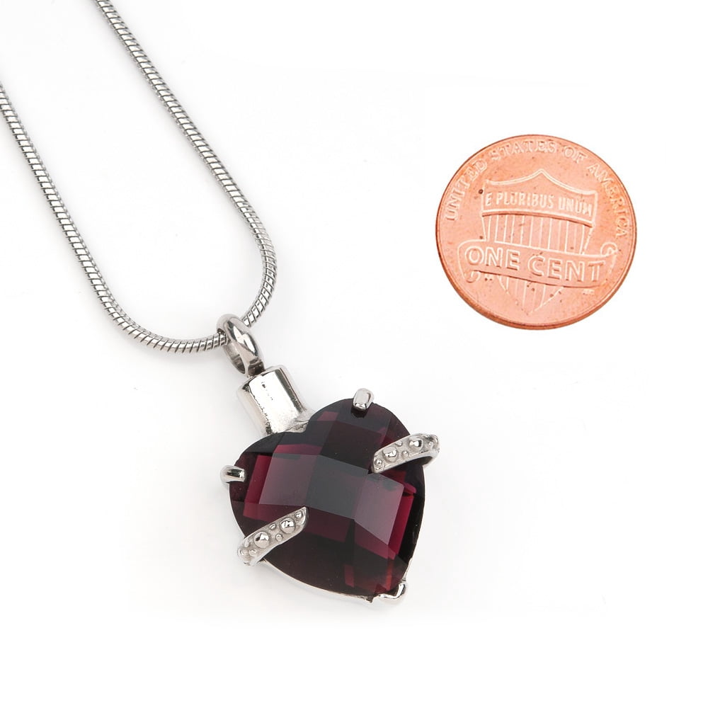 Cremation Urn Necklace for Human Ashes Birthstone Crystal Heart Heart Memorial Keepsake Jewelry with Free Funnel Kit and Velvet Jewelry Box (February)