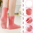 thumbnail image 2 of 5 Pairs Women's Bow Fuzzy Socks Winter Soft Slipper Socks Coquette Stuff Fluffy Thick Spa Home Sleeping, 2 of 7