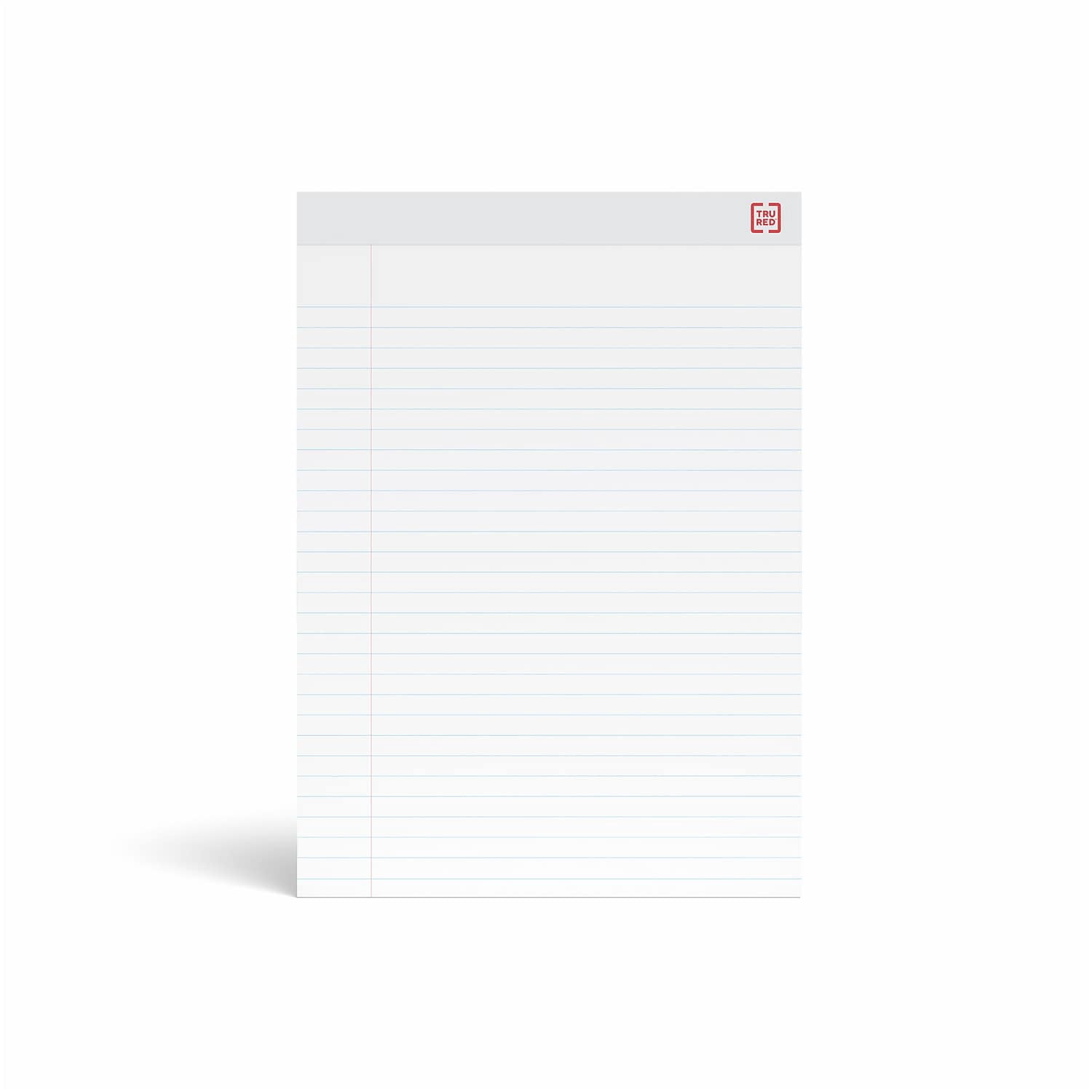 Staples TRU RED Notepad 8.5" x 11.75" Wide Ruled White 50 Sheets/Pad 24/Carton TR58188/1676