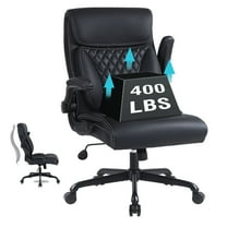 Flysky Ergonomic Home Office Desk Chairs, PU Leather Computer Chair with Lumbar Support,Black,500lbs