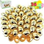 JOYIN 36 pcs 2.3" Golden Easter Eggs for Filling Specific Treats, Easter Party Favors, Easter Hunt, Basket Stuffers Fillers, Classroom Prizes