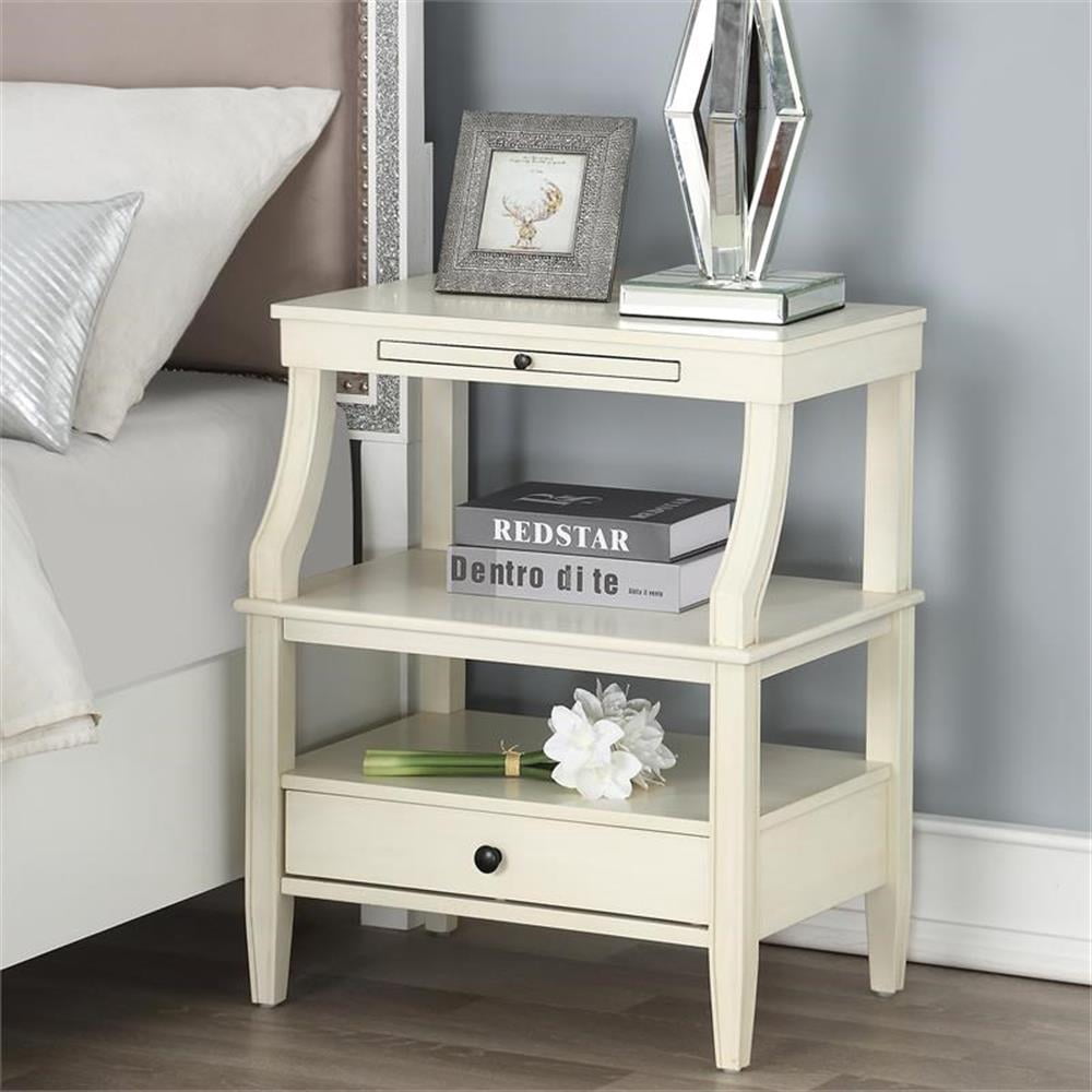 Comfort Pointe Newton Antique White Wood 1-drawer Storage Nightstand