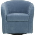 thumbnail image 2 of Pemberly Row Traditional Fabric Curved Arm Swivel Tub Chair in Light Blue, 2 of 4