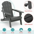 thumbnail image 3 of Hidpriva Outdoor Folding Adirondack Chair with Cup Holder, HDPE Weather Resistant Fire Pit Chair, Grey, 3 of 7