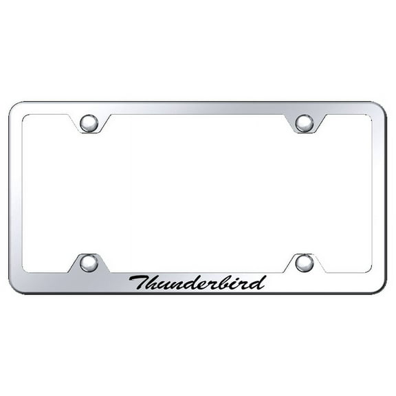 Ford Thunderbird Laser Etched Script Wide Body License Plate Frame (Silver)