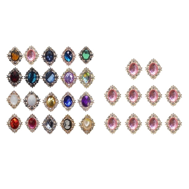 Adorno Bling Rhinestone Diamante Perla BLESIY color Rosa mixto 30x25mm