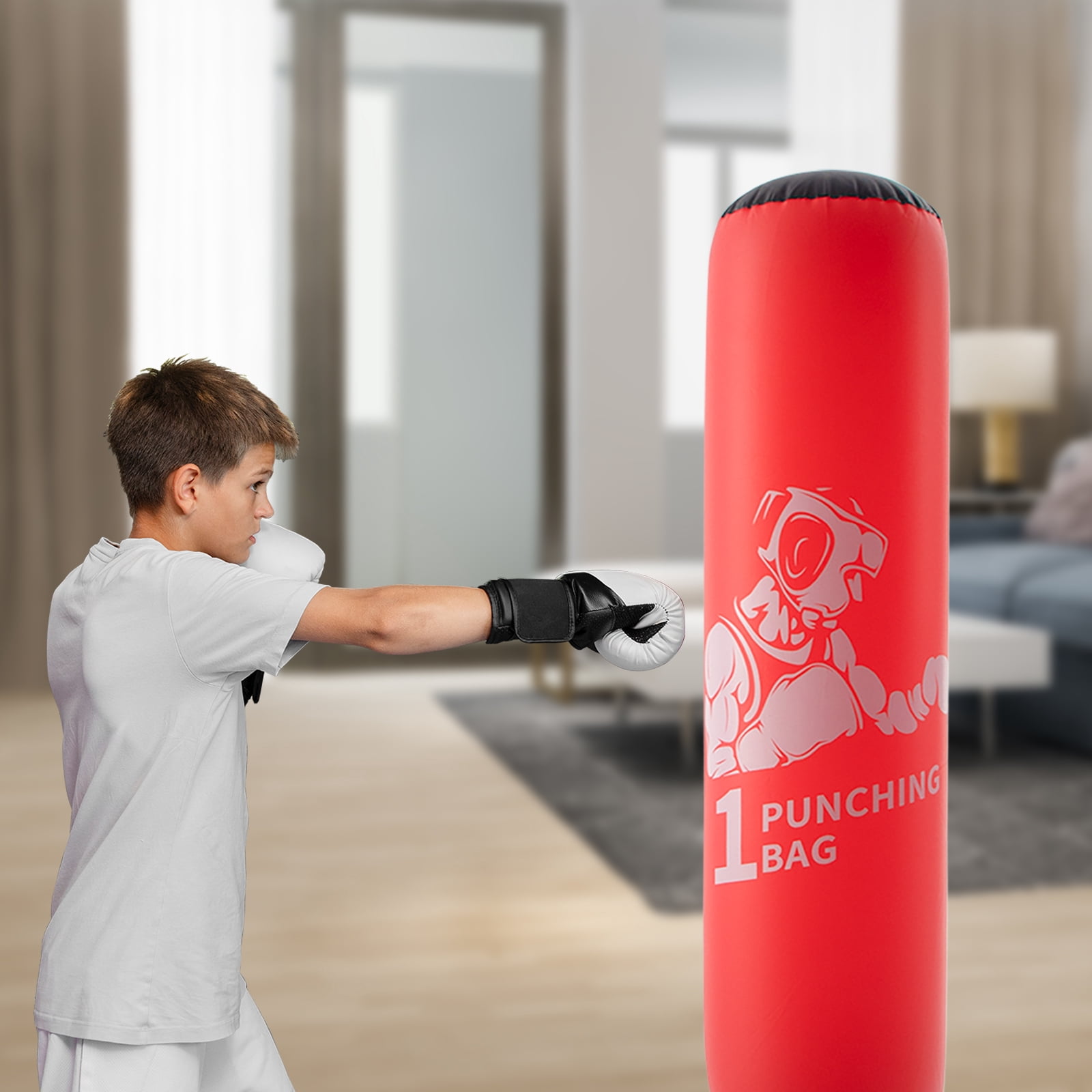 Honeydrill Inflatable Punching Bag Boxing Bag for Kids, Red
