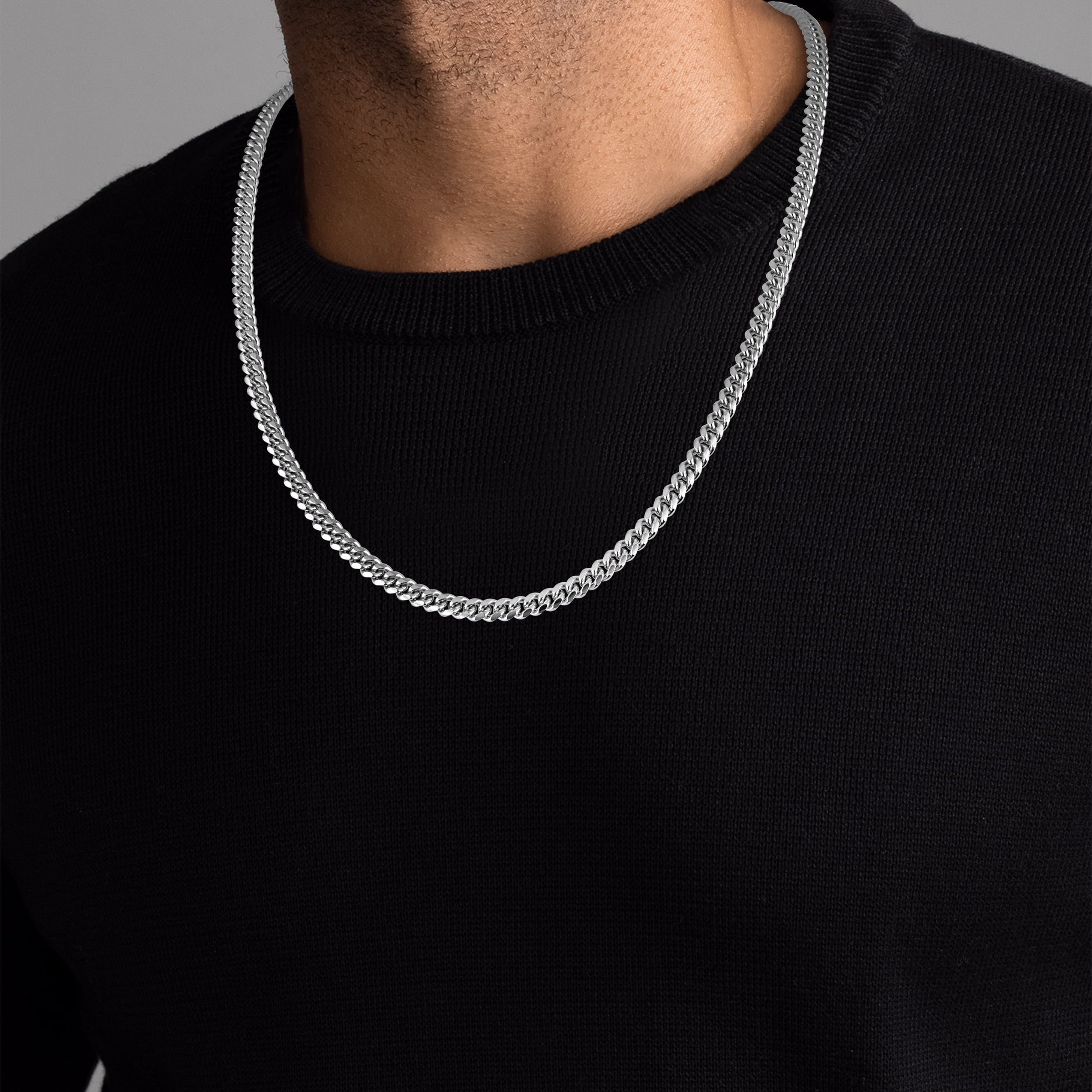 Brilliance Fine Jewelry Italian Sterling Silver 5mm High Polish Bombe Miami Cuban Chain Necklace, 22"