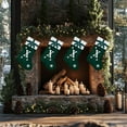thumbnail image 5 of XIA0LE Christmas Stockings Xmas Custom Monogram Stockings, 18in Large Winter Snowflake Stocking With Initials Green Velvet Gift Stockings For Home Hanging Ornaments Christmas Party Favor (X), 5 of 5