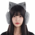 thumbnail image 7 of Cute Cat Ears Ear Warmers Plush Pendant Earmuffs Winter Windproof Female Earflap Christmas Headband Gothic Style Earmuffs, 7 of 7