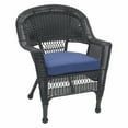 thumbnail image 4 of Jeco Honey Wicker Chair With Turquoise Cushion - Set of  2, 4 of 10