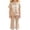 Beige, variant on Girls Rainbow Striped 2pc Set Lace Bow Embroidery Short Sleeve Tee Tops & Flared Pants Lettuce Trim Toddler Summer Cute Knitwear Outfits