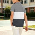 thumbnail image 6 of Ynynloco Boys Short Sleeve Pique Golf Shirts Kids Breathable Color Block School Uniform Shirt for Casual Daily Wear 5-15 Years, 6 of 8