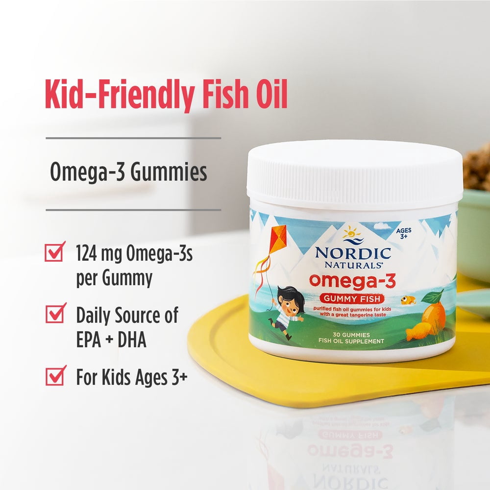 Nordic Naturals Nordic Omega-3 Gummy Fish, Tangerine, 124 Mg, 30 Ct