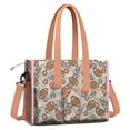 thumbnail image 2 of Teacher Tote Bag,Light Pink Football and Flowers Pattern Teacher Utility Tote Bag,Large Work Tote Bags for Women with Multiple Pockets,Top Zipper Closure,13.8x10.6x6.7 Inch, 2 of 5