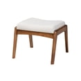 thumbnail image 1 of Baxton Studio Roxy Mid-Century Modern Off-White Boucle Upholstered and Walnut Brown Finished Wood Ottoman Footstool, 1 of 5