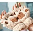thumbnail image 3 of OAVQHLG3B Gloves Women's Thermal Fingerless Gloves Cute Cat Claw Bear Paw Plush Fingerless Finger Gloves Lined Windstopper Gloves Soft Warm Outdoor Sports Cycling Gloves, 3 of 4