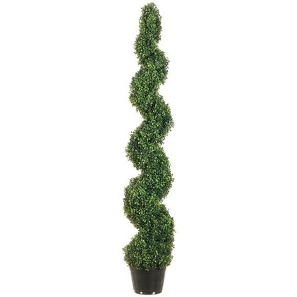 Allstate Floral LPB715-GR 5 ft. Knock-Down Pond Boxwood Spiral Topiary in Plastic Pot Green