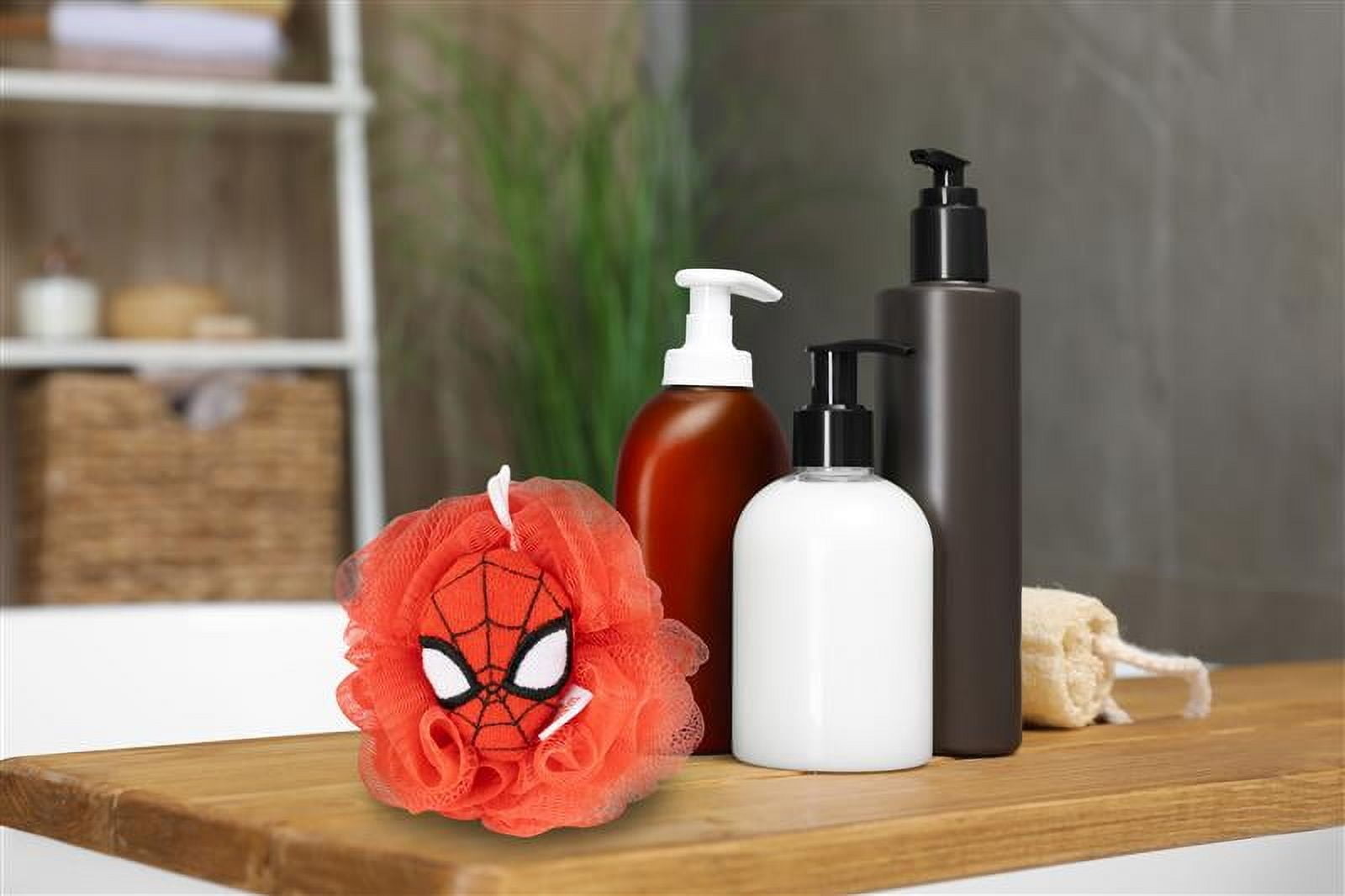 (4 pack) Marvel Kids 5" Spider-Man 3D Loofah, Polyester, Red