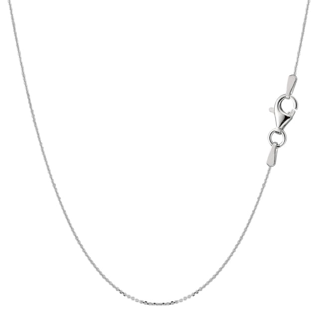 Sterling Silver Rhodium Plated Cable Chain Necklace, 0.6mm, 16"
