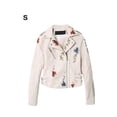 thumbnail image 4 of Qarigey Chaqueta ligera de primavera con cuello vuelto Prendas de abrigo elegantes y cómodas Chaquetas de cuero para mujer Abrigos y chamarras blanco S, 4 of 6