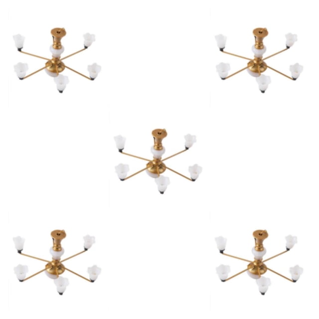 Redempat Modern Miniature Chandelier Celing Lamp Model Decor Layout Accessories Golden Warm Light 8.2x4.5cm 5Set