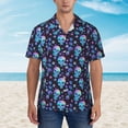 thumbnail image 2 of Pofeuu Skull Flower Blue Print Hawaiian Shirt for Men Sleeves Casual Button Down Summer Beach Dress Shirts T-Shirts,XX-Large, 2 of 7