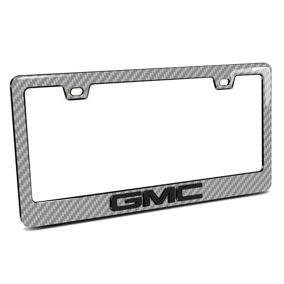 iPick Image for GMC in 3D on Silver Real 3K Carbon Fiber Finish ABS Plastic License Plate Frame, Official Licensed