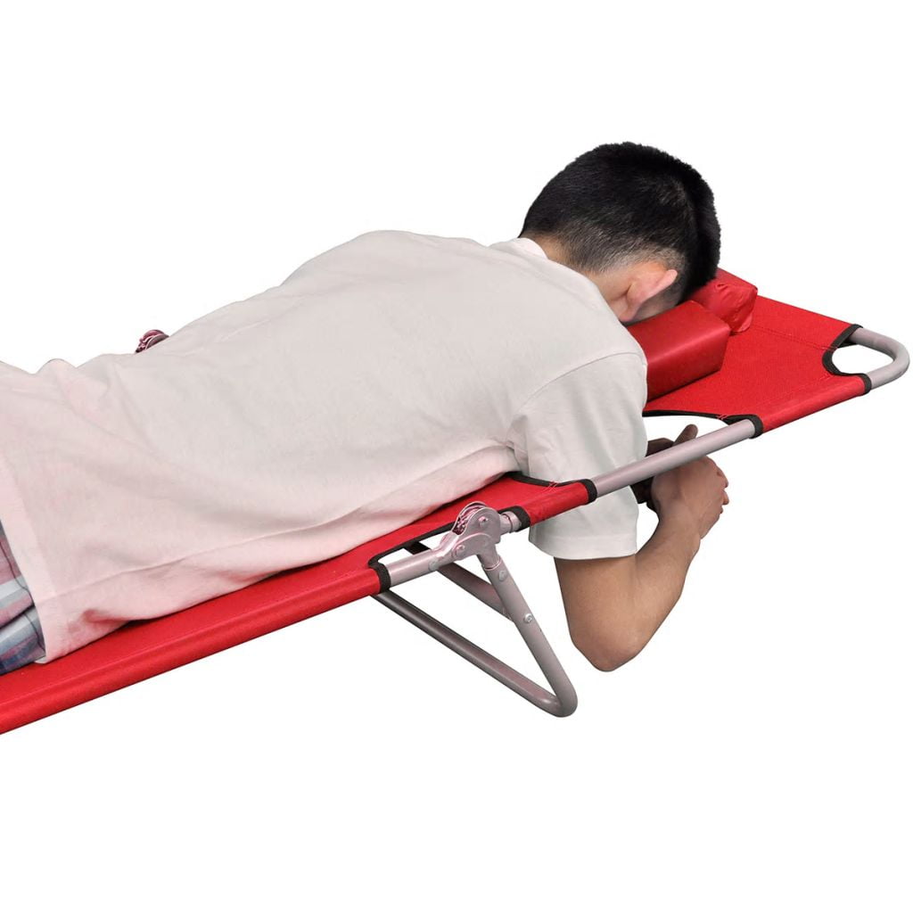 Lowestbest Beach Chaise Lounge, 74" Foldable Sun Lounger with Steel Frame and Headrest