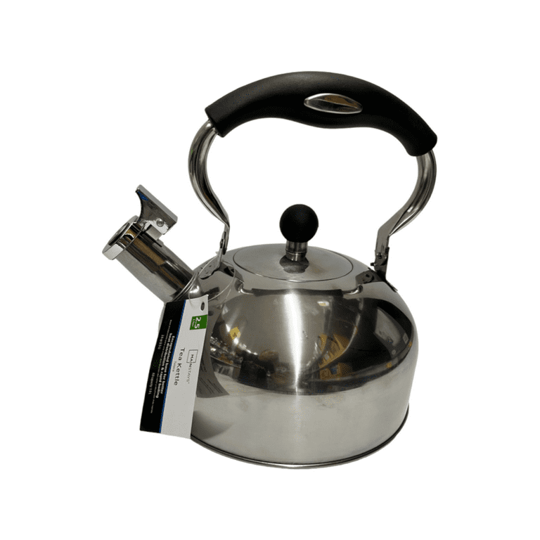 Mainstays 1.8-Liter Whistle Tea Kettle, Stainless Steel 