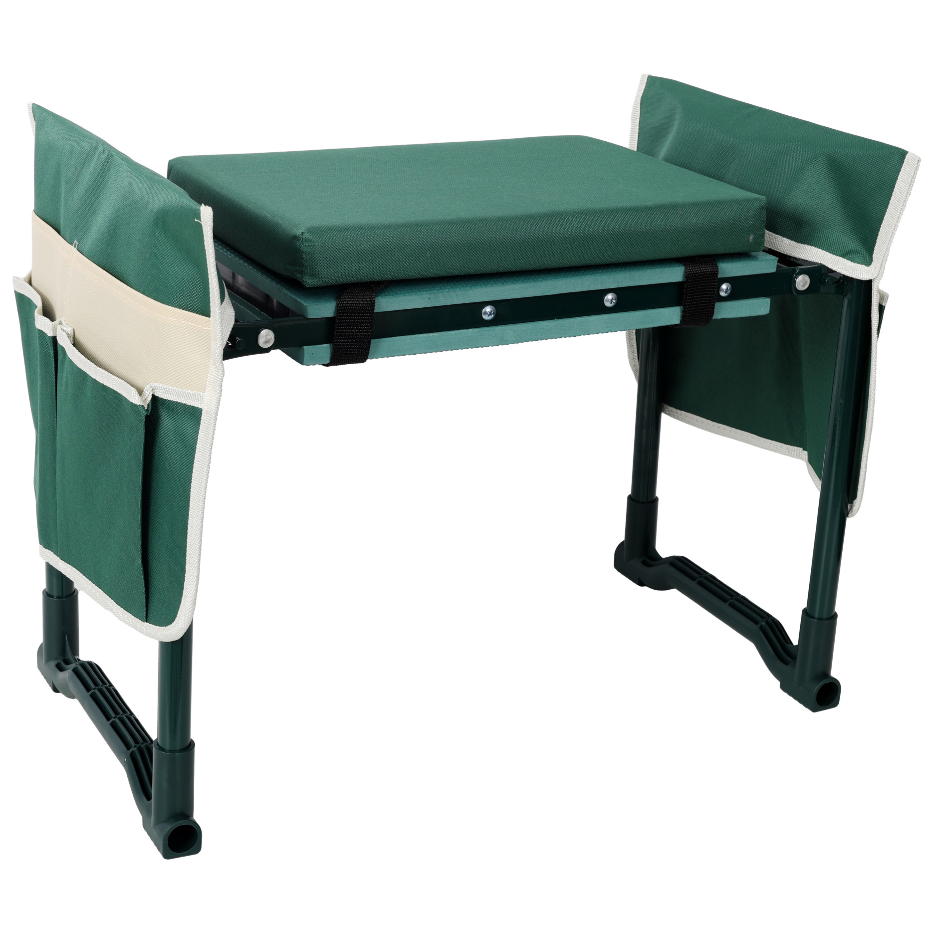 Garden Kneeler And Seat Bench With Tool Bags, Foldable Design, Extra Wide Cushion, EVA Foam Pad For Comfortable Gardening