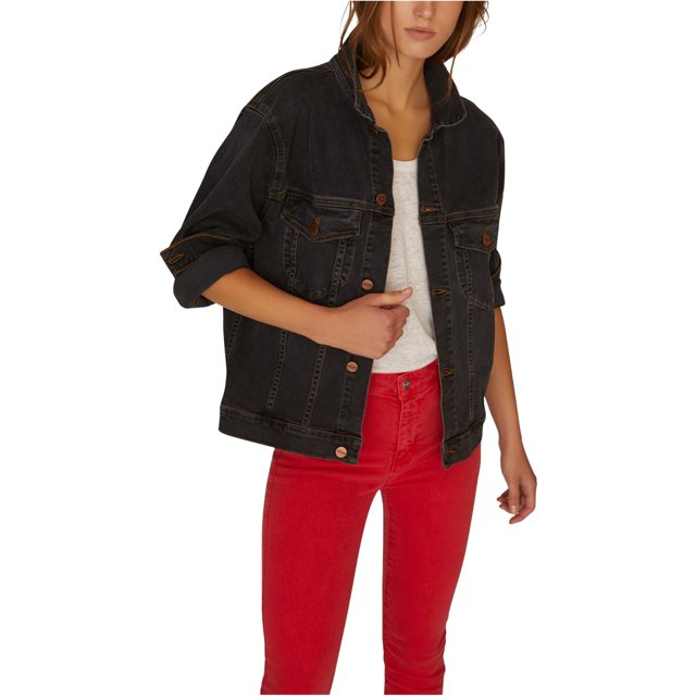 Sanctuary Clothing - Chaqueta vaquera extragrande para mujer, color negro, grande Sanctuary Clothing Chaqueta de jean