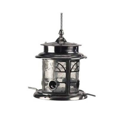 Sunergy Arch Inlay Solar Lighted Bird Feeder Station Pewter