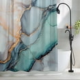 thumbnail image 2 of Teal Blue Grey Marble Fabric Shower Curtain Modern Abstract Art Washable Shower Curtains for Bathroom, Waterproof Bath Curtain with Hooks Home Decor 36x72in, 2 of 8