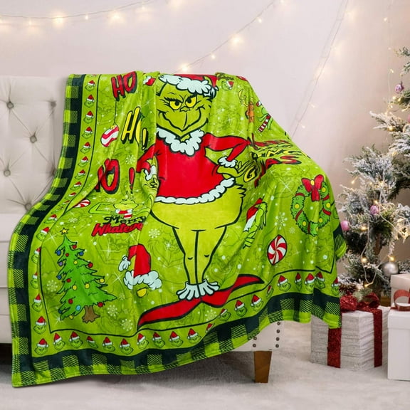 Merry Christmas Throw Blanket for Couch, Cute Christmas Blanket Gifts for Women Kids Girls Daughter Adults, Christmas Blankets and Throws, Green, 60x50 Inch